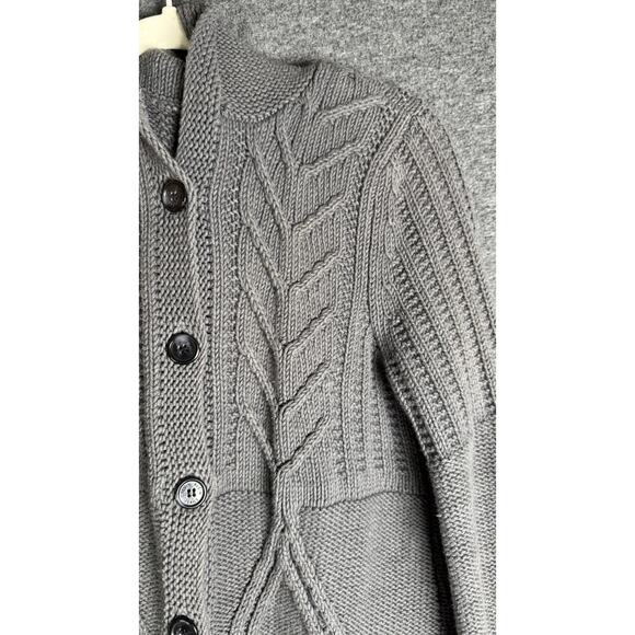 CALVIN KLEIN Women’s Gray Hooded Knit Cardigan Sweater Size Large Fall Cozy - Picture 6 of 12